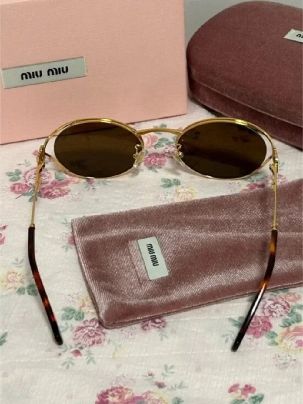 Miu Miu Oval Gold Frame Sunglasses - Picture 6 of 7